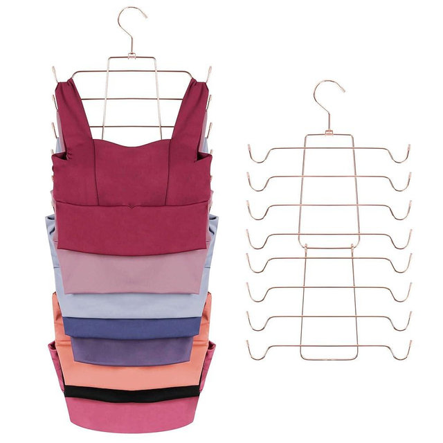 ZEDODIER 3 Pack Tank Top Hanger, Space Saving Bra Hangers, Non-Slip Hanging Sport Bras Holder, Closet Organizers and Storage for Camisoles Tank Tops Bras Ties Swimsuits Strappy Dress, Rose Gold