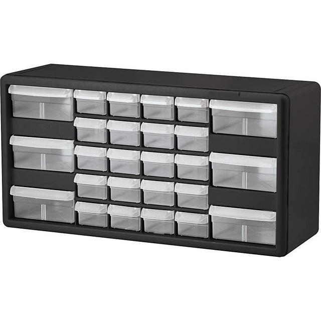 Akro-Mils 10126 Stackable Cabinet,26 Drawers,20"x6-3/8"x10-11/32",Black/Gray