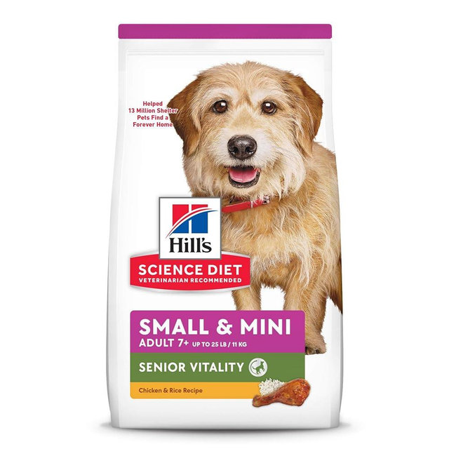 Hill's Science Diet Adult 7+ Senior Vitality Small & Mini Chicken & Rice Recipe Dry Dog Food 3.5 lbs.