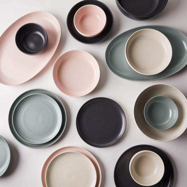 Modern Classic Ceramic 12pc with Soup Bowls, Charcoal