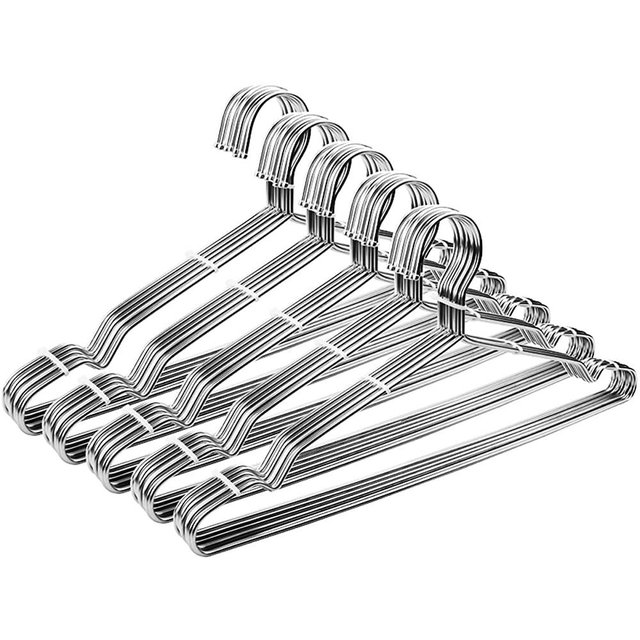 Seropy Clothes Hangers 50 Pack Coat Hangers Wire Hangers Bulk Metal Hangers Non Slip Heavy Duty Clothing Hangers Space Saving Thin Hangers Stainless Steel Hanger for Clothes, 16.5 Inch