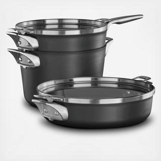 Premier Space Saving Hard Anodized Nonstick Supper Club Cookware Set, 5 Piece