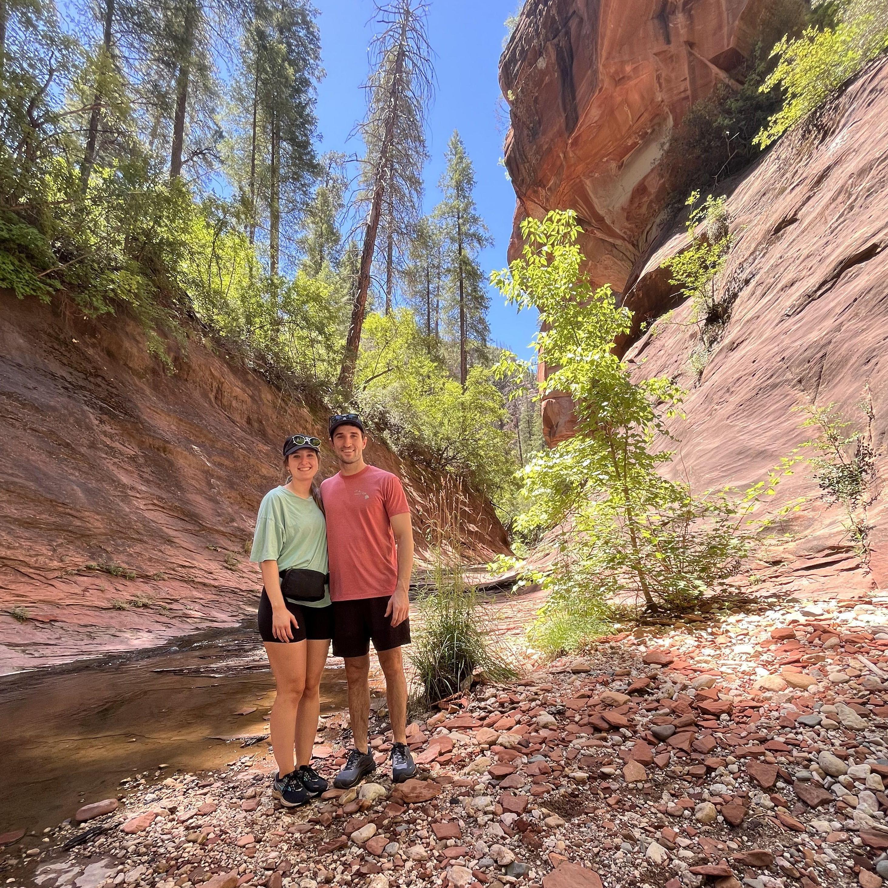 Hiking West Fork Trial in Sedona, AZ for our one year dating anniversary - 8/5/2023