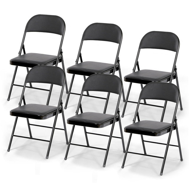 SUGIFT Folding Chairs with Padded Seats Black Foldable Chair for Outdoor & Indoor use
