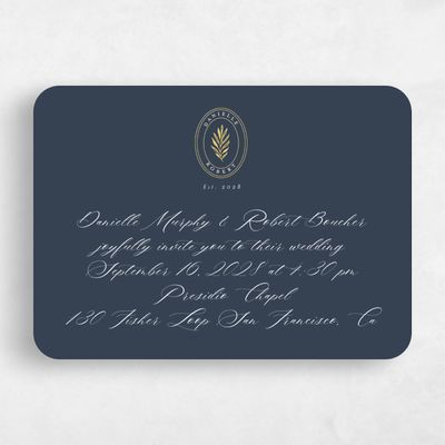 Blue Rounded Wedding Invitation - Visby Landscape Foil