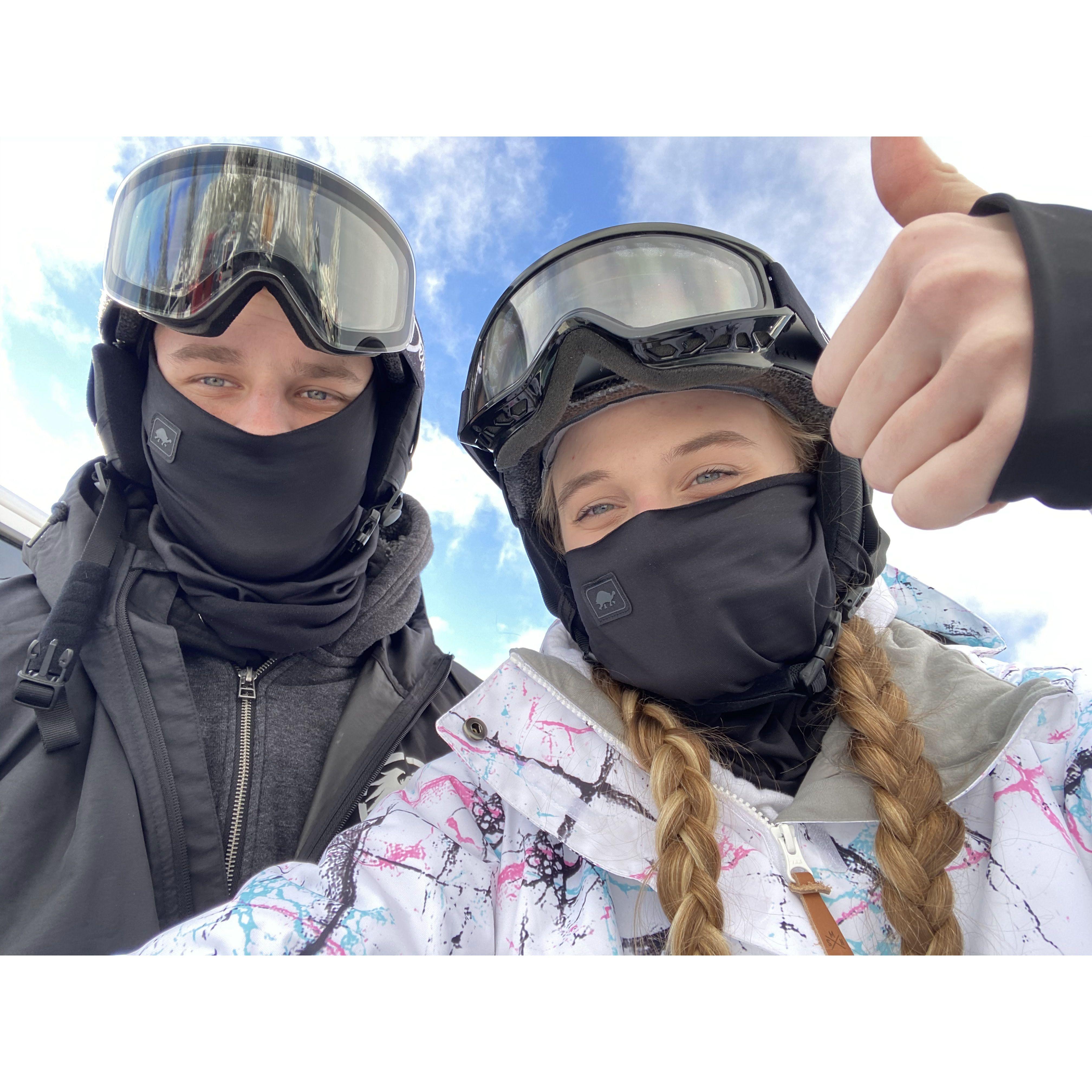 Taylor's first time snowboarding (She cried that day)