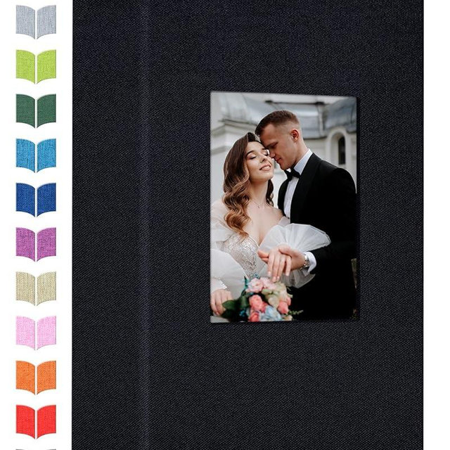 Artfeel Photo Album 4x6 with 300 Pockets,Slip-in Picture Albums,Linen Cover Memory Book with Front Window,White Page Vertical Photo Book for Wedding,Family,Anniversare,Baby,Vacation