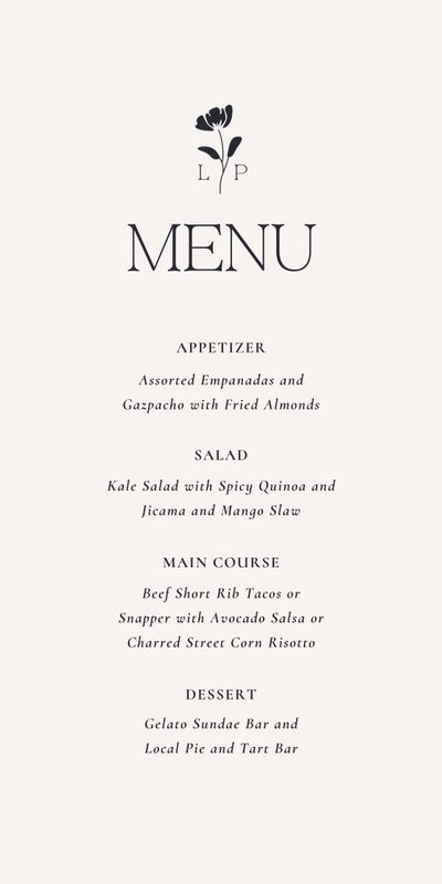 Beige Oval Wedding Menu - Kendall