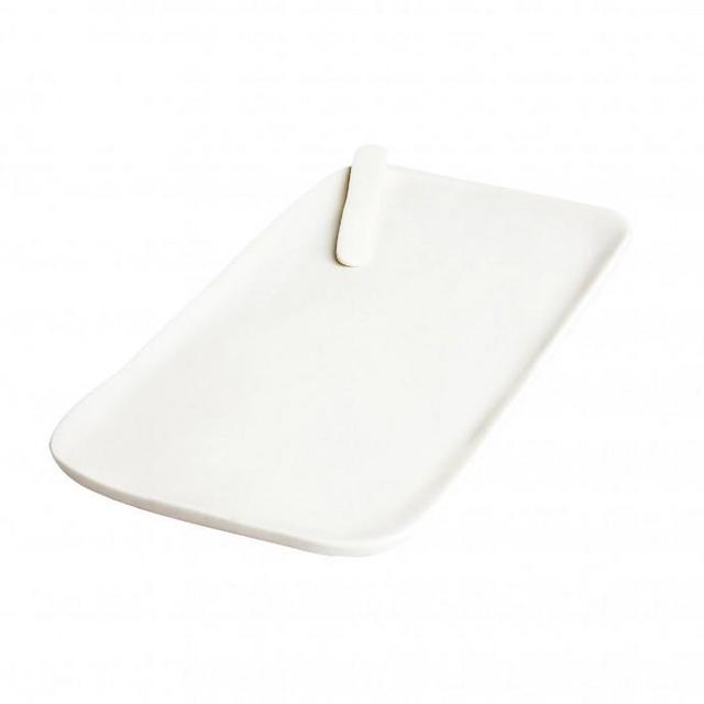 Large White Serving Board with Cheese Spreader