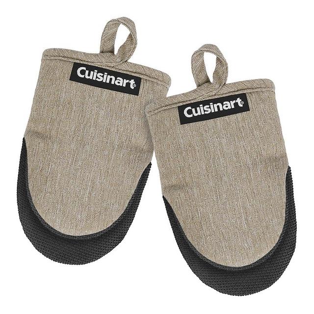Cuisinart Mini Oven Mitts – 5.5” x 7” Heat-Resistant Kitchen Mitts for Oven with Non-Slip Neoprene Palm, Cotton Filling, and Fabric Loop – Durable Oven Mitt Set for Cooking & Baking (Taupe)