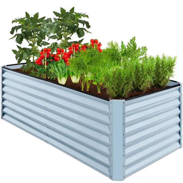 Best Choice Products 6x3x2ft Outdoor Metal Raised Garden Bed, Planter Box for Vegetables, Flowers, Herbs - Mist Blue