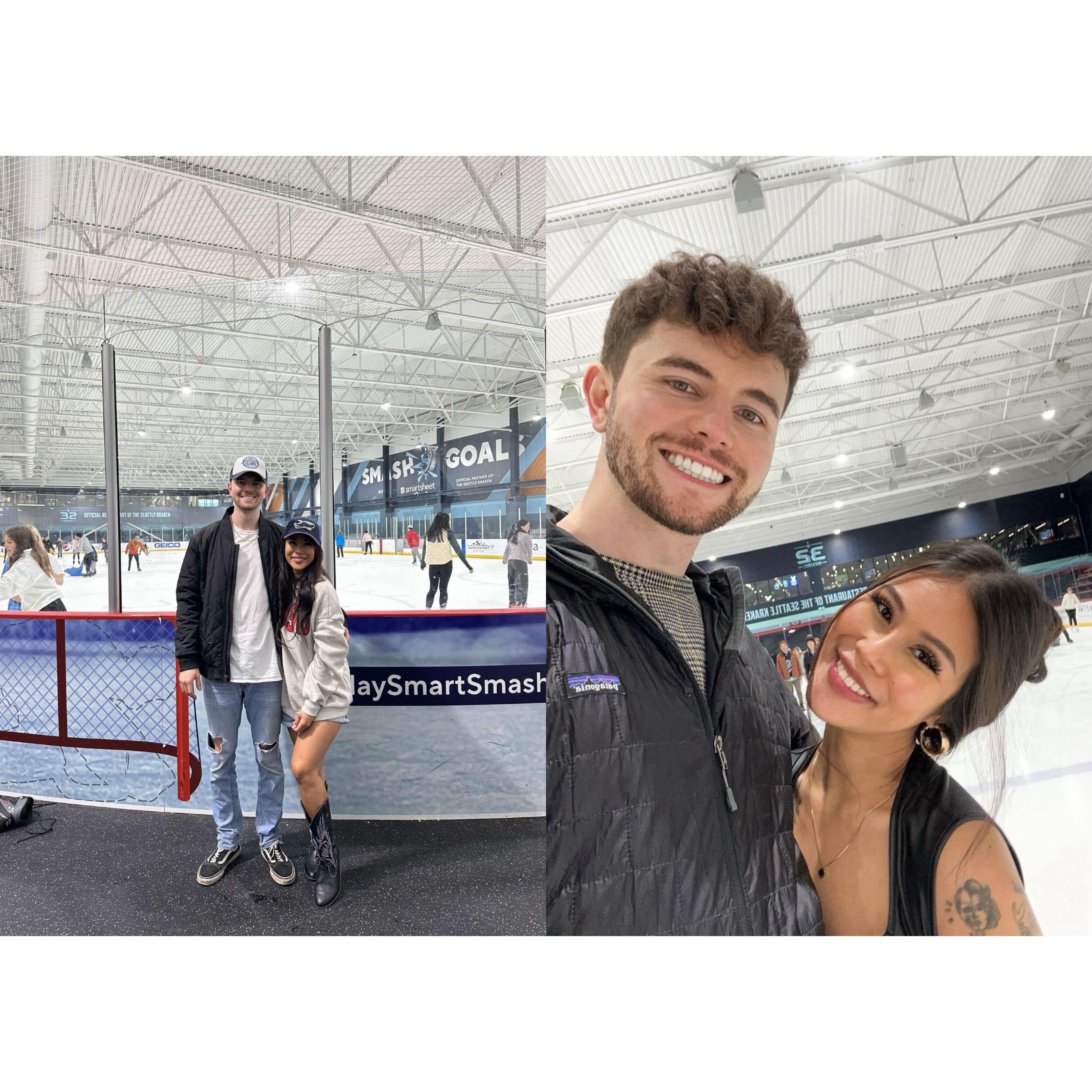 Second date magic! Presli took Connor back on the ice after ten years, and the right picture was celebrating Presli's birthday from 2023! ❄️⛸️