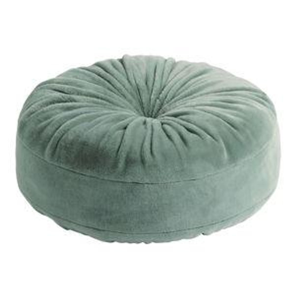 Round Fuzzy Plush Button Tufted Floor Cushion - Moss Green