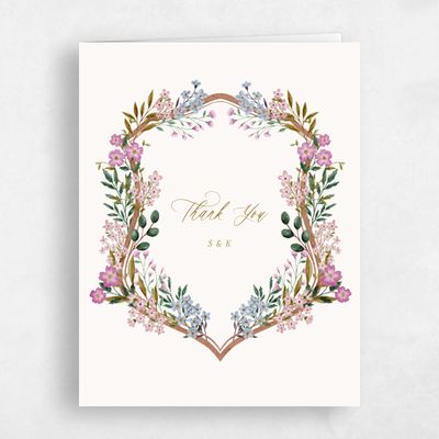 Flamingo, Beige Wedding Thank You - Lombardy Portrait