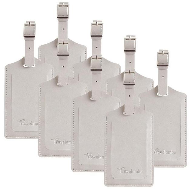 8 Pack Leather Luggage Travel Bag Tags by Travelambo
