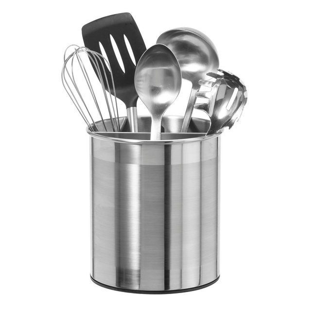 OGGI 7" Jumbo Stainless Steel Rotating Utensil Holder with Removable Divider