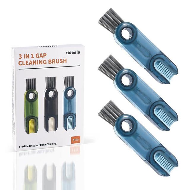 3 in 1 Cup Lid Gap Cleaning Brush Set, Multifunctional Insulation Bottle Cleaning Tools, Mutipurpose Tiny Silicone Cup Holder Cleaner, Home Kitchen Cleaning Tools (3Pcs Blue)