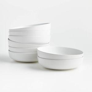 Wren White Bowl Plates, Set of 8 + Reviews | Crate & Barrel