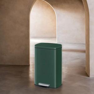 Stainless Steel Step On Fingerprint-resistant Trash Can with Back Handle - Retro Green, 13 Gal