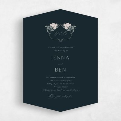 Blue Diamond Wedding Invitation - Marmillo Portrait