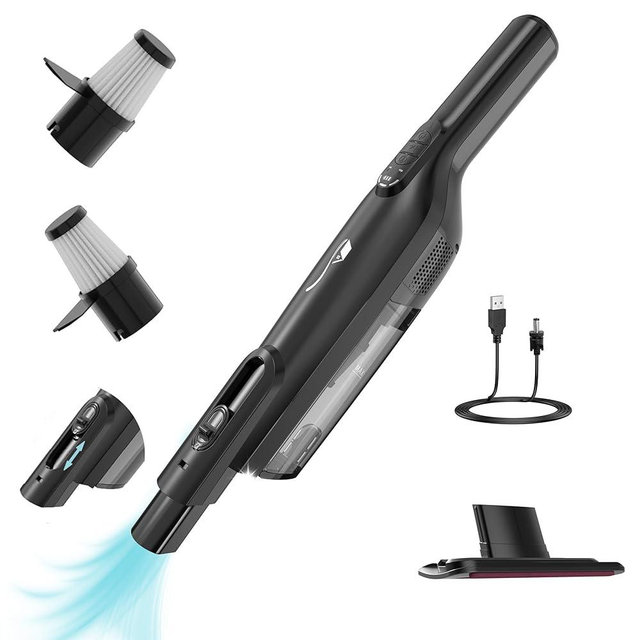 AYONTIN Cordless Handheld Vacuum, Lightweight Portable Hand Vacuum Cleaner with LED Light,Rechargeable Hand Held Vacuum with One-Touch Empty, Powerful Suction for Office,Home,Black