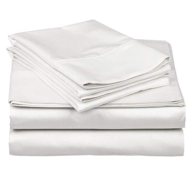 4 Piece Premium Sheet Set Cotton Queen, 100% Egyptian Cotton, 400 Thread Count, 15 Inch Deep Pocket of Cotton Sheets, White Solid