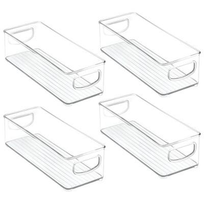 mDesign Tall Plastic Kitchen Food Storage Organizer Bin, Handles, 4 Pack