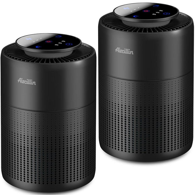2 Pack Air Purifiers for Home Bedroom H13 True HEPA Air Filter Cleaner, Odor Eliminator, Remove Smoke Dust Pollen Pet Dander, Night Light For Home Living Room Dorm, Quiet 24dB Filtration System