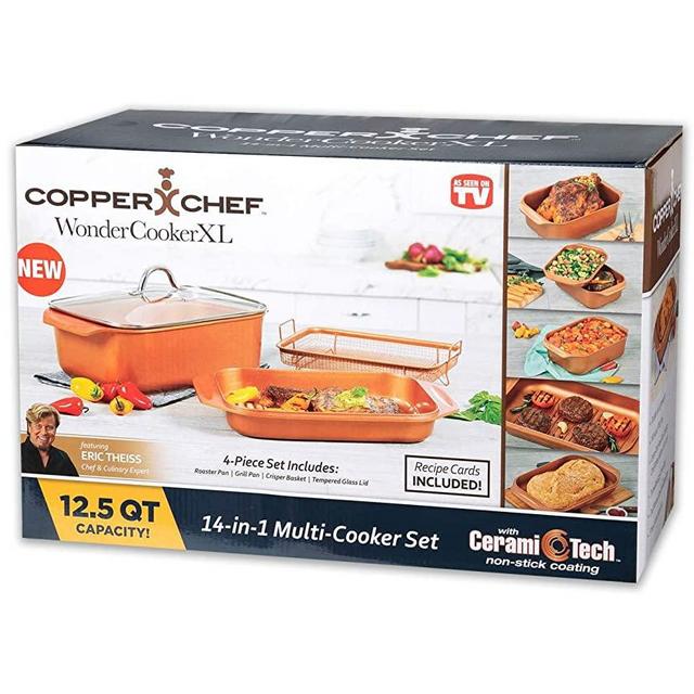 Copper Chef WonderCookerXL 14-in-1 Multi Cooker Set - 4PC Wonder Cooker XL - 12.5QT Capacity