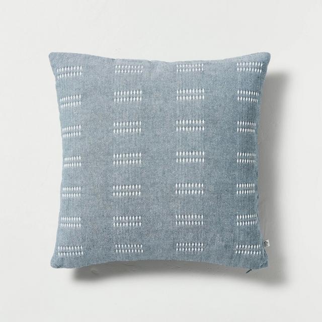 18" x 18" Dash Stripe Throw Pillow Blue - Hearth & Hand™ with Magnolia