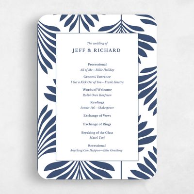 Blue Rounded Wedding Program - Mantova Letterpress