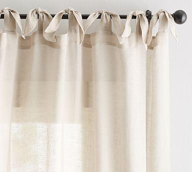 Belgian Flax Linen Sheer Tie-Top Curtain - Flax