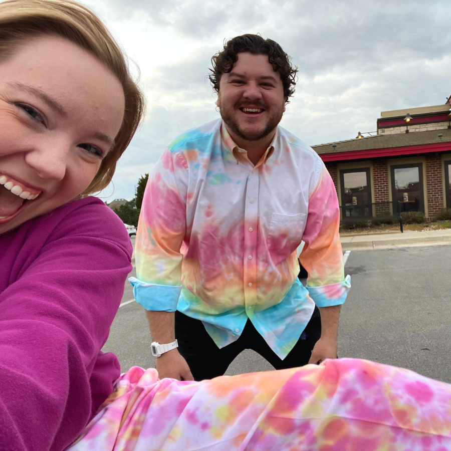 Date night: tie dye our clothes and eat at Chili's.