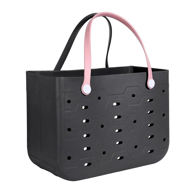 PoVwlty Rubber Beach Bag for Men & Women, Water-resistant Travel Tote Bag for the Beach Boat Pool