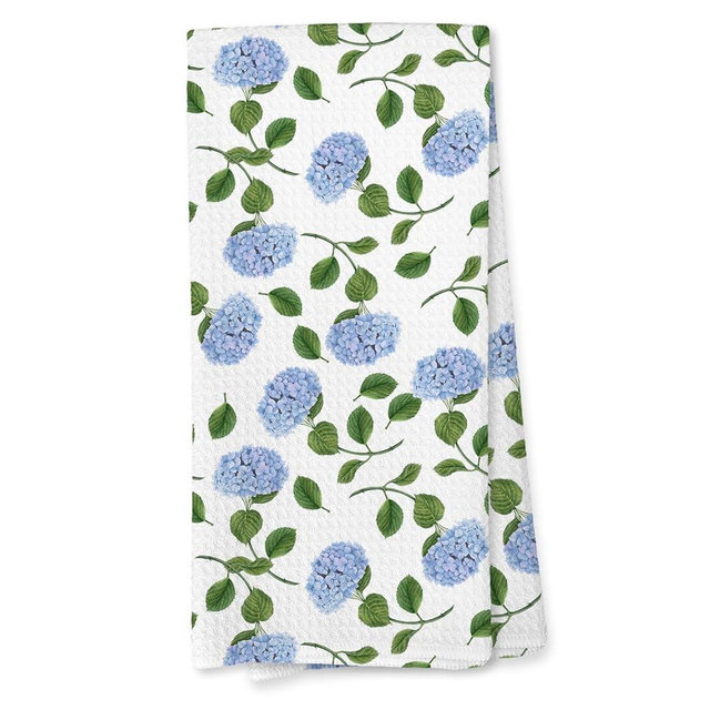 Giosve Hydrangea Floral Kitchen Towels, Hydrangea Decor Hand Towels for Bathroom, Blue and White Flowers Decorative Dish Tea Towels for Kitchen, Floral Bathroom Decor, 16x24 Inch