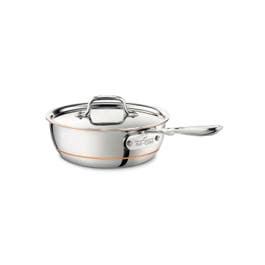 All Clad Copper Core 5-ply Bonded Cookware, Saucier with lid, 2 quart