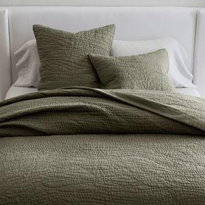 Queen Size Quilt and Euro Shams - Set of 2 (Loden Green)