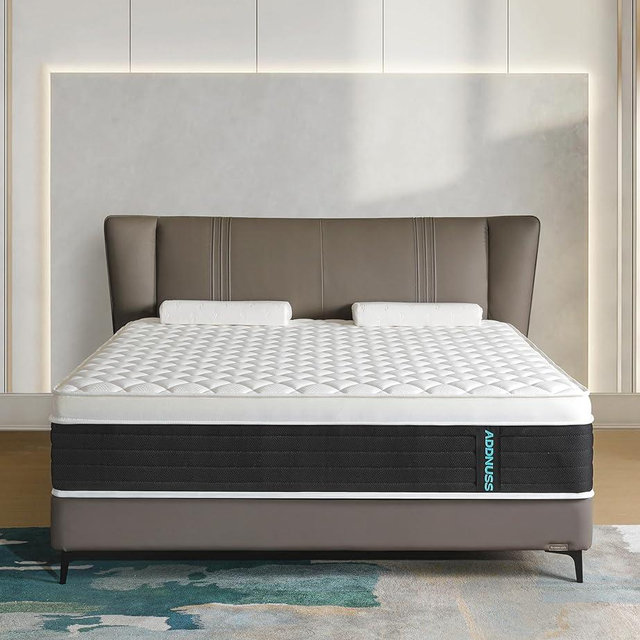 ADDNUSS Queen Mattresses,12 Inch Memory Foam Hybrid Queen Mattress in a Box with Individual Pocket Spring,Pressure Relief & Motion Isolation Queen Size Black Mattress,CertiPUR-US.