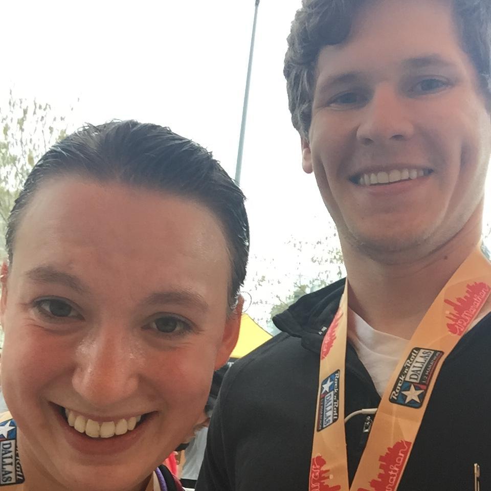 We ran our first, and possibly last, half marathon together in Dallas. We spent a lot of our time in Wichita training for this race, running up and down the Arkansas 'River'.