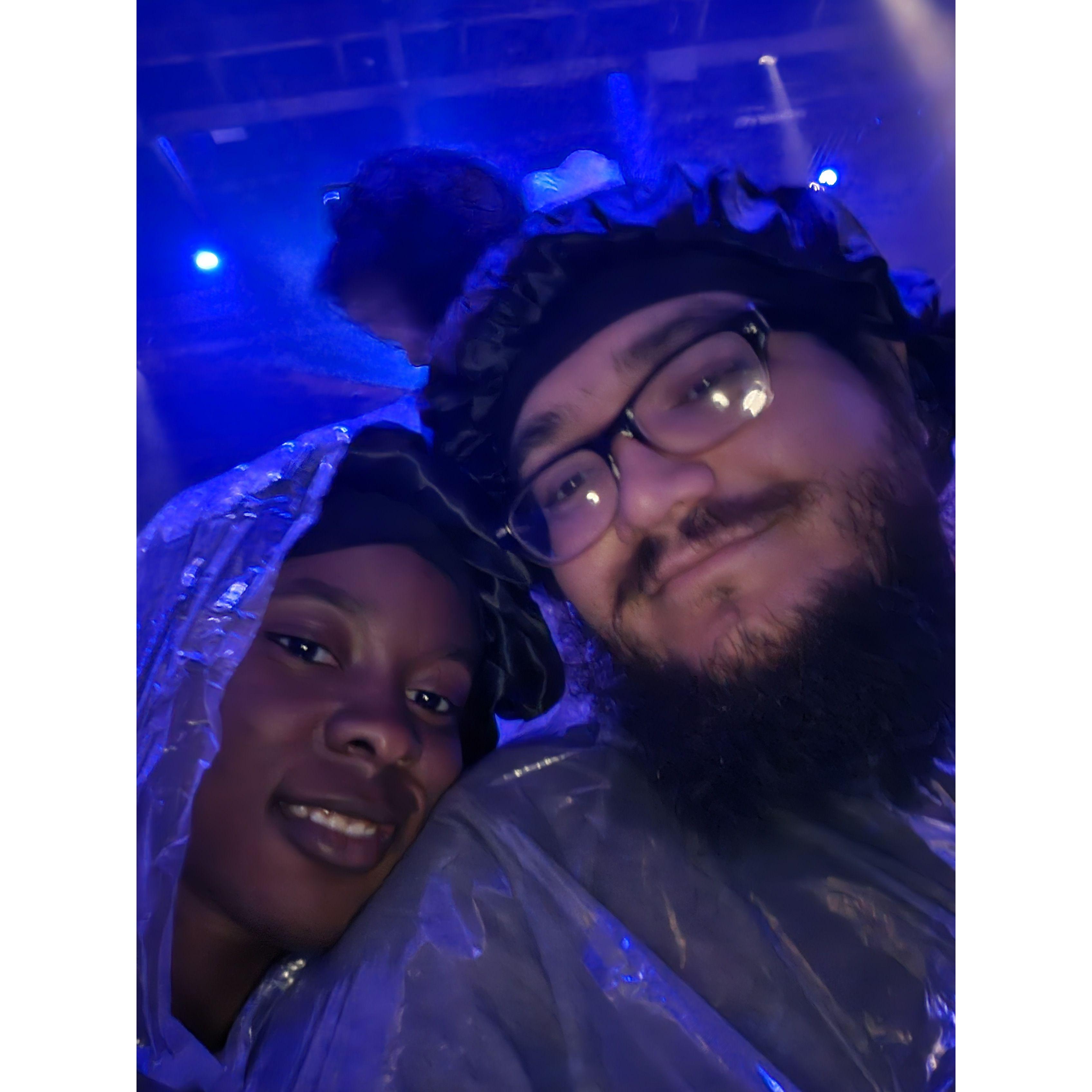 We were in Chicago to celebrate his birthday. Took him to a Blue Man Group concert hoping to be covered in paint. Didn't get splattered in paint but still had a fun time