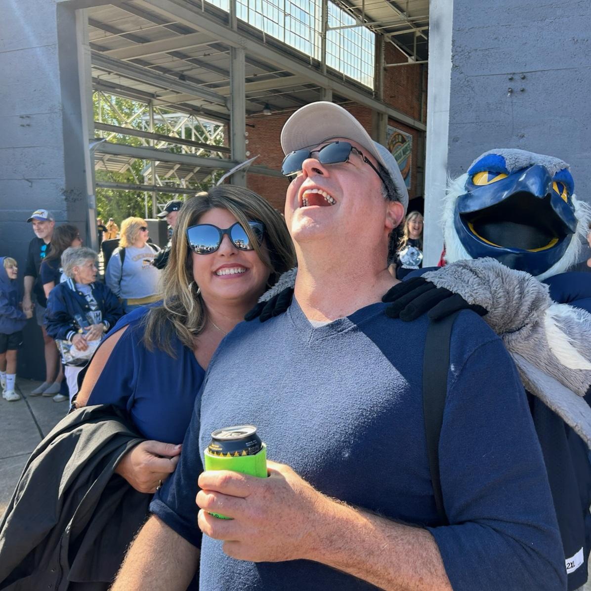 Fun at the Chattanooga Mocs football game with Scrappy the Mockingbird!