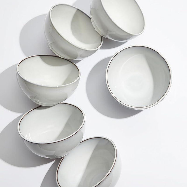 Pokini 5.3" Cereal Bowls & Dessert Bowls Set of 6-20 Oz Small Bowls for Kitchen-Ceramic Bowl for Cereal, Soup, Oatmeal, Salad, Ramen, Noodle, Rice, Yogurt-Dishwasher & Microwave Safe, Moonstone White
