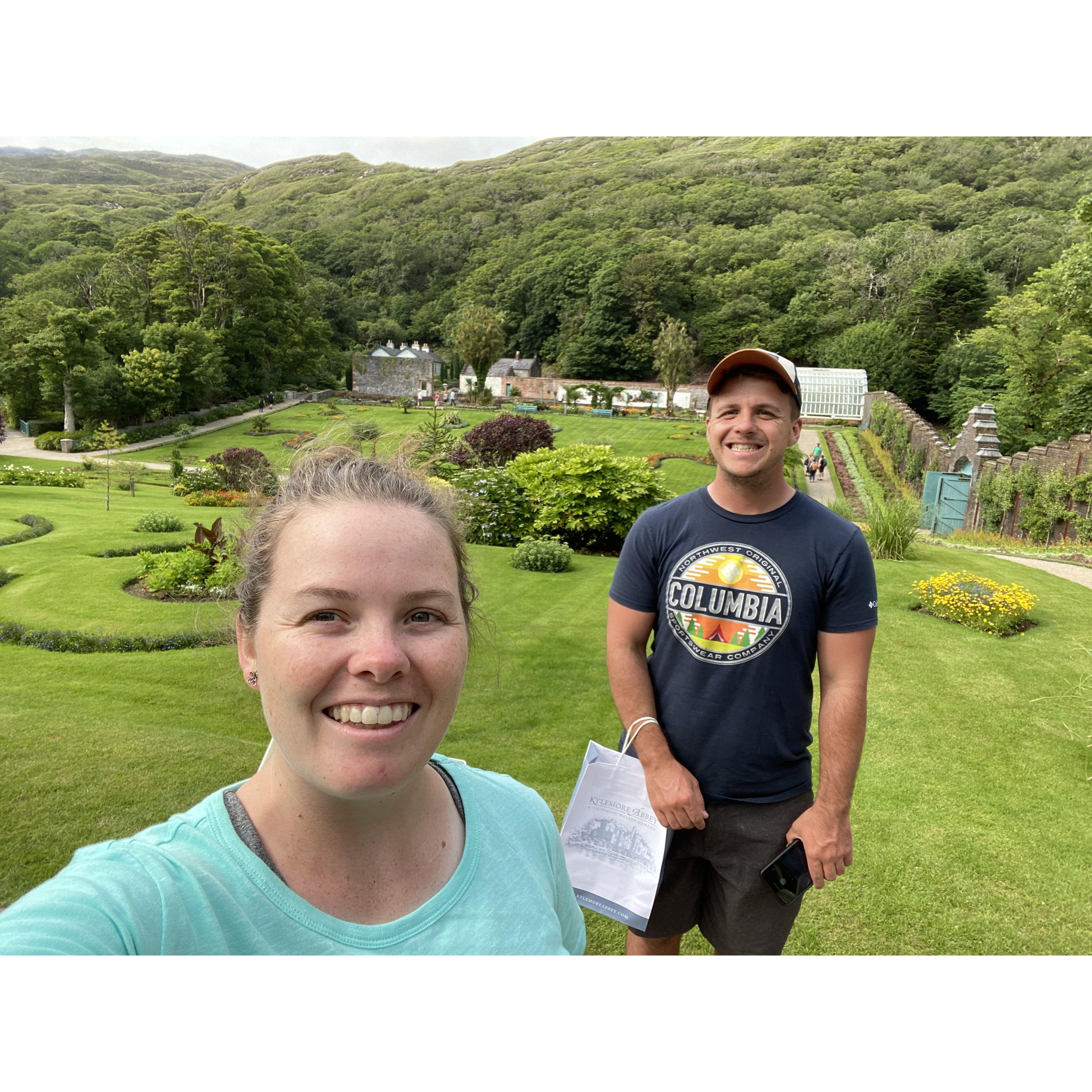 Strolling the gardens in Kylemore Abbey, Ireland