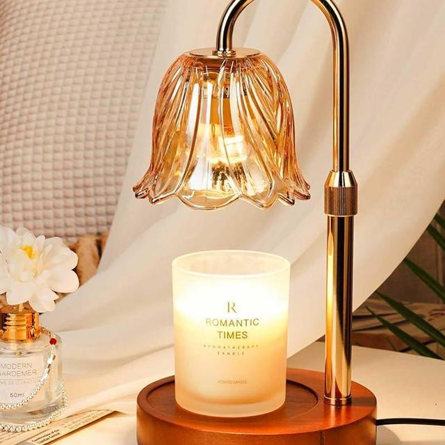 Funistree Candle Warmer Lamp, Gold Candle Lamp Warmer with Timer & Dimmer with 2 Bulbs, Birthday Gifts for Women Mom, House Warming Gifts New Home Bedroom Decor, Height Adjustable