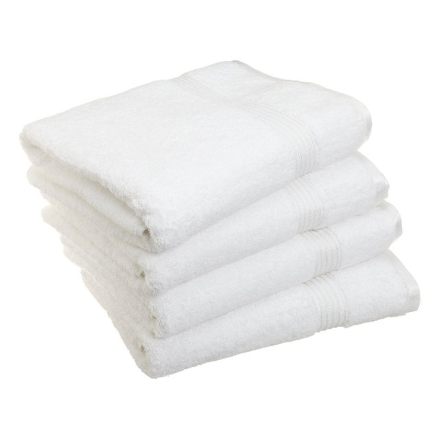 Classic Cotton Absorbent and Quick-Drying 4-Piece Bath Towel Set, White - Blue Nile Mills
