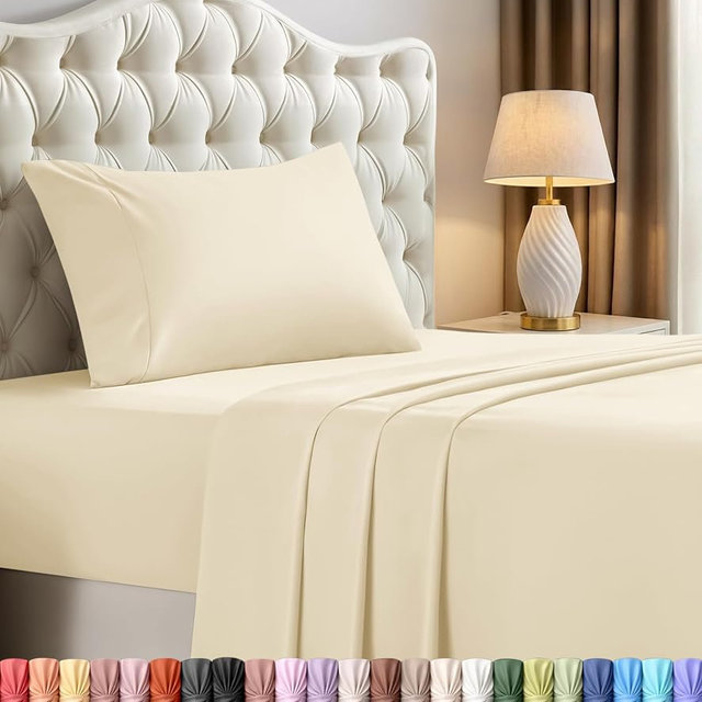 Utopia Bedding Twin Sheet Set – 3 Piece Bed Sheets for Twin Size Bed, Soft and Breathable Microfiber, Includes 1 Fitted Sheet, 1 Flat Sheet and 1 Pillowcase – Oeko Tex (Ivory)