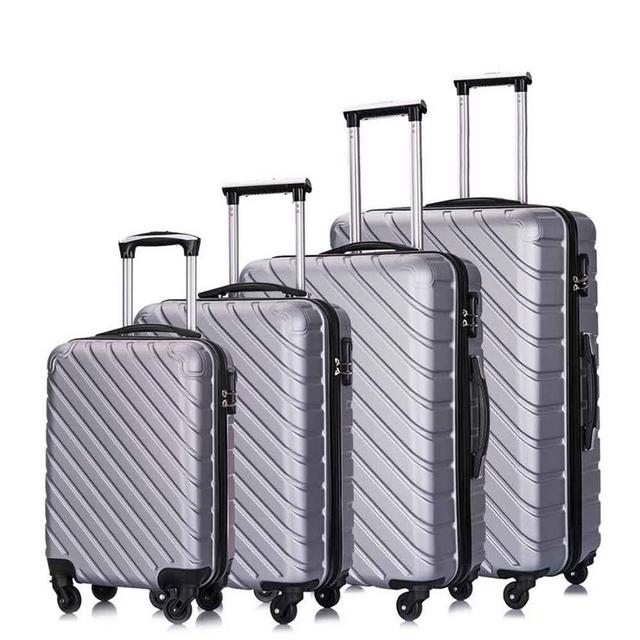 Apelila Hardshell Luggage ABS Luggages Sets With Spinner Wheels Hard Shell Spinner Carry On Suitcase(Silver, 4 PCS)