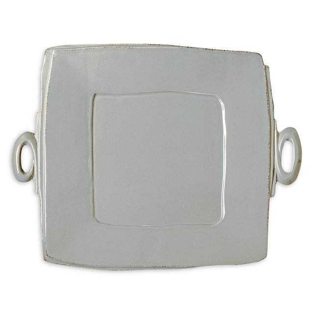 VIETRI Lastra Gray Handled Square Platter