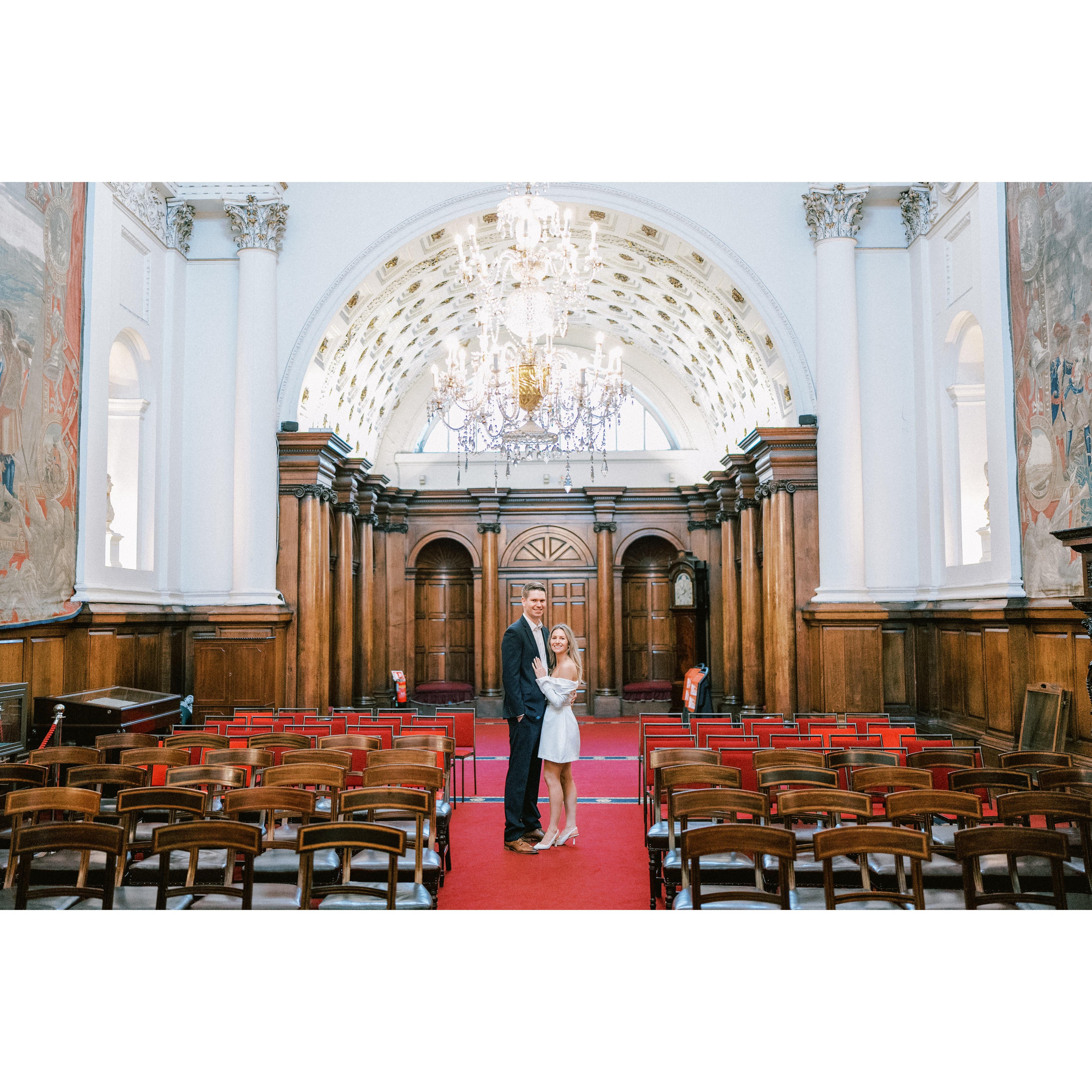 Fun story - a security guard let us sneak into the room that was historically the House of Lords for a few private photos during our engagement shoot