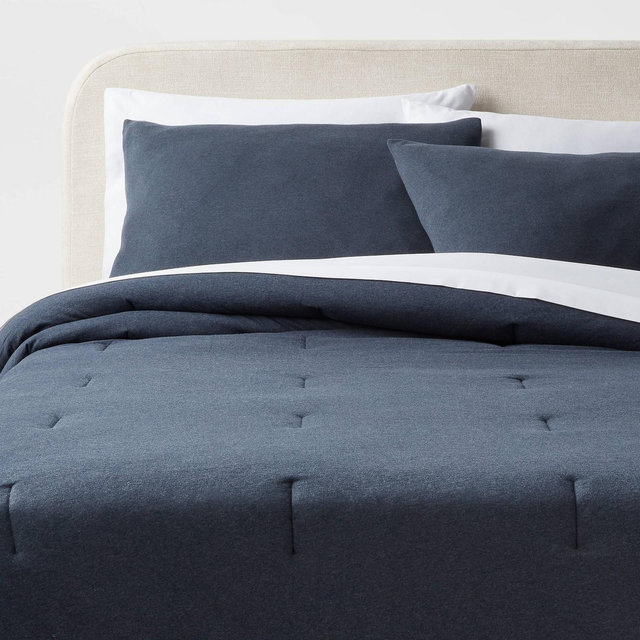 Full/Queen Jersey Comforter and Sham Set Dark Navy Blue -Threshold™